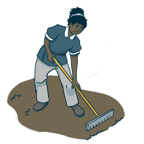 Illustration of homeowner prepping site for deck