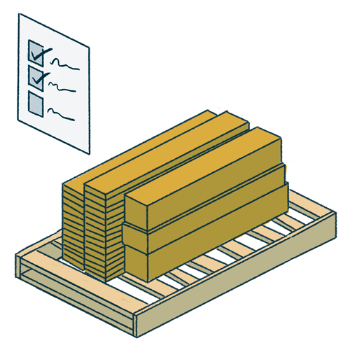 Illustration of a stack of deck lumber