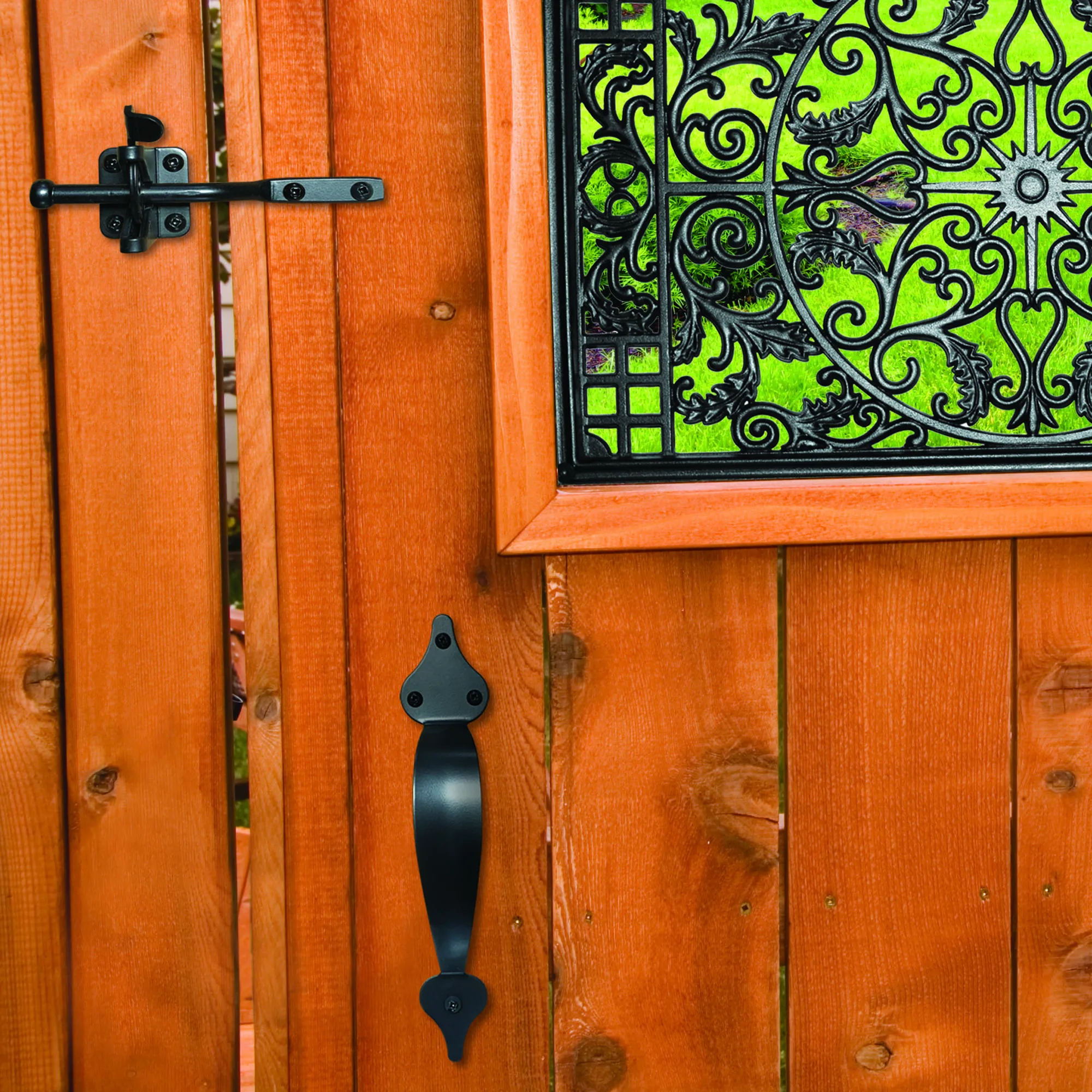 Spring-Loaded Latch and Catch with Cable & Ring | Black Galvanized Steel