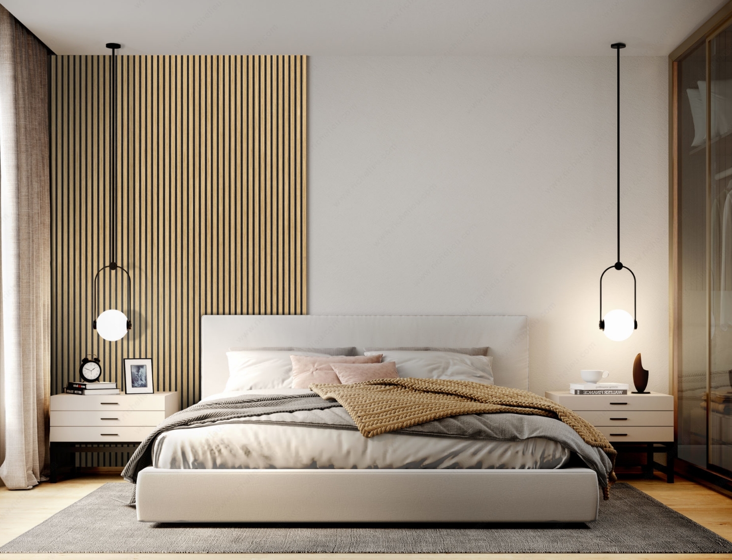 Grooved panel with Kalmate felt - Light Oak
