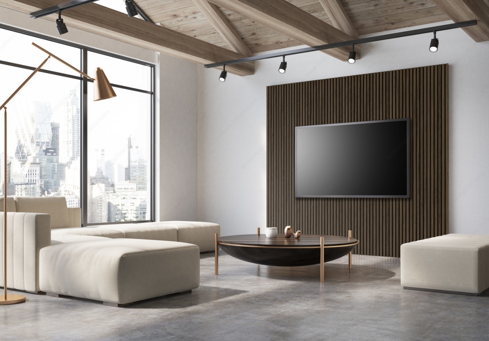 Grooved panel with Kalmate felt - Walnut
